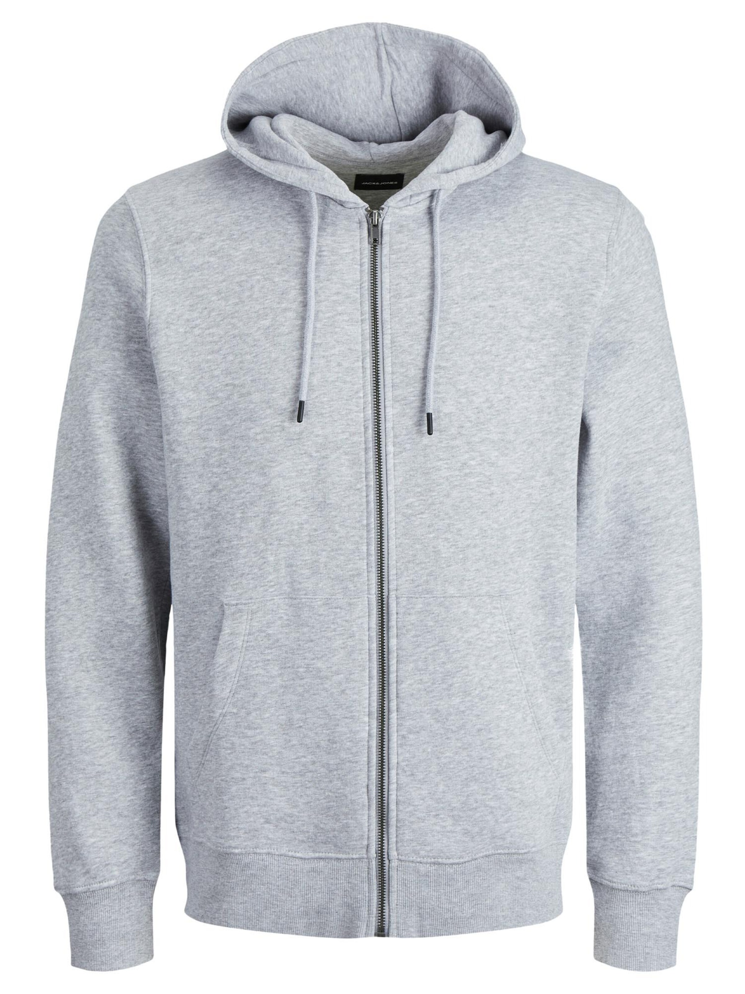 JACK & JONES Zip-Up Hoodie 'Star' in Grey: front