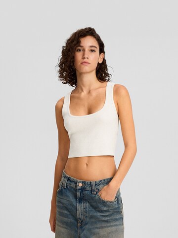 Bershka Knitted Top in White: front
