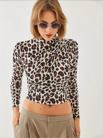 T-shirt Bianco Lucci en marron