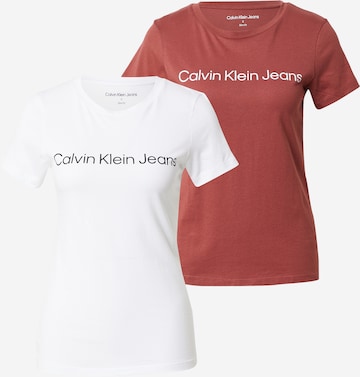 Calvin Klein Jeans Tričko – hnědá: přední strana