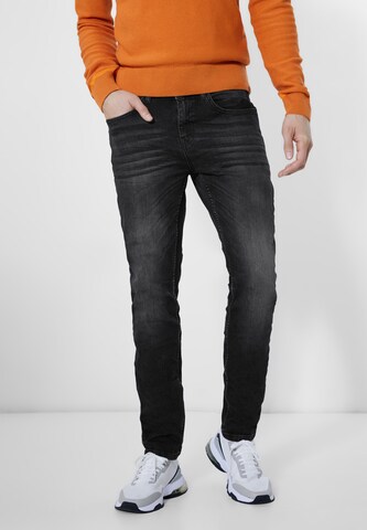 Street One MEN Regular Jeans in Black: front