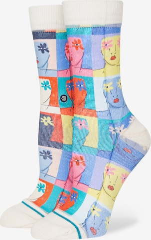 Stance - Meias 'FLOWER FACES' em branco: frente