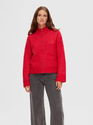 SELECTED FEMME Knit Cardigan in Red: front