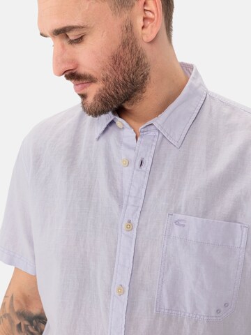 CAMEL ACTIVE Regular Fit Kurzarm Hemd aus einem Leinen und Baumwolle in Lila