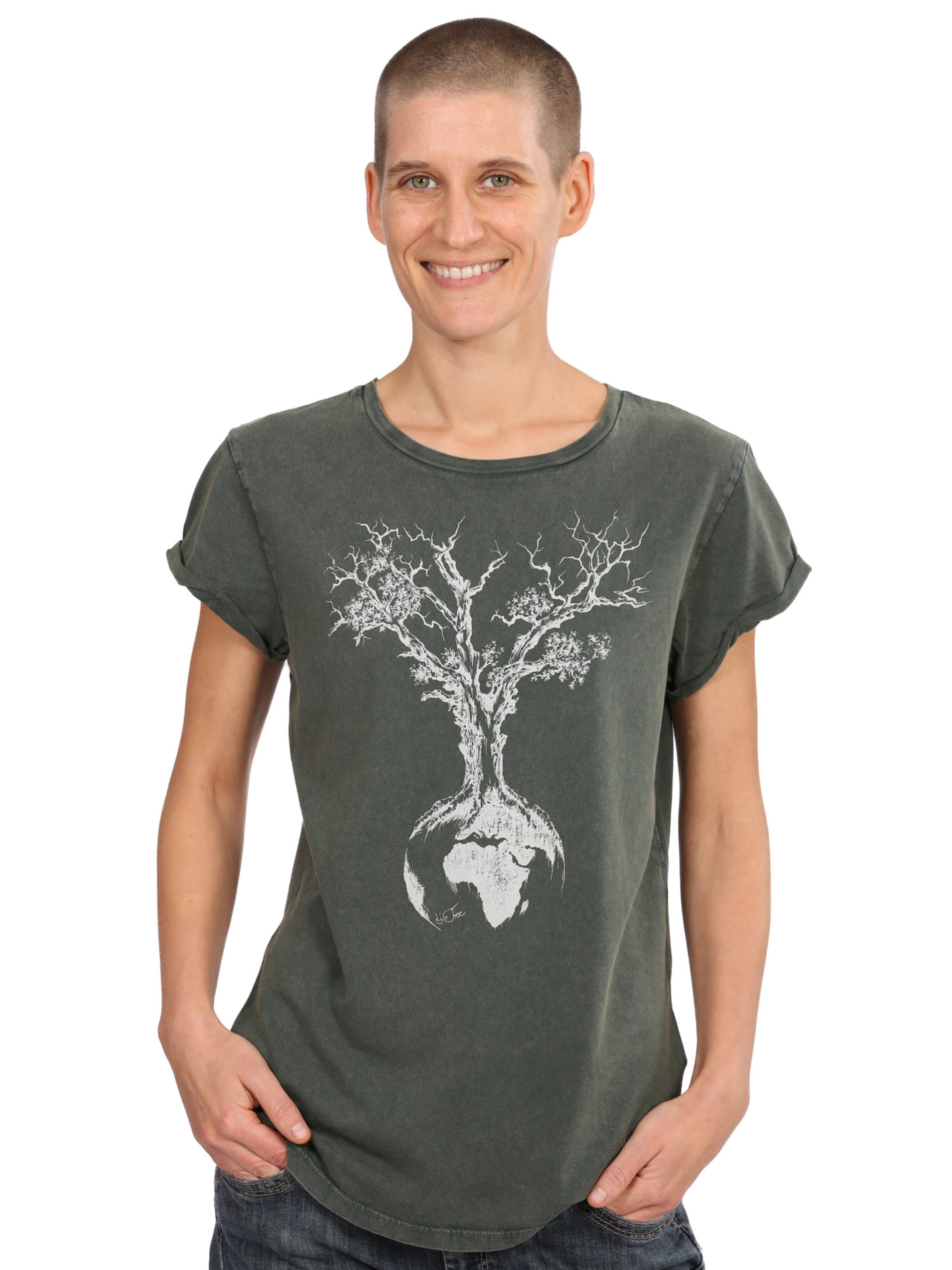 Life-Tree Shirt 'Fairwear Weltenbaum' in Green: front