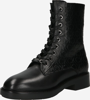 Calvin Klein Lace-Up Ankle Boots in Black: front