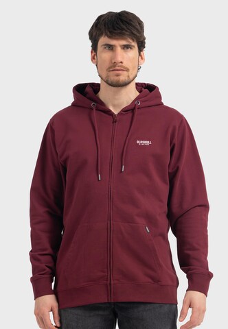 Oldskull Zip-Up Hoodie 'Basic Osk Logo' in Red: front