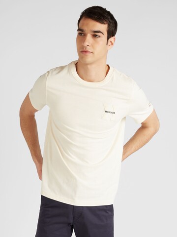 T-Shirt TOMMY HILFIGER en beige : devant