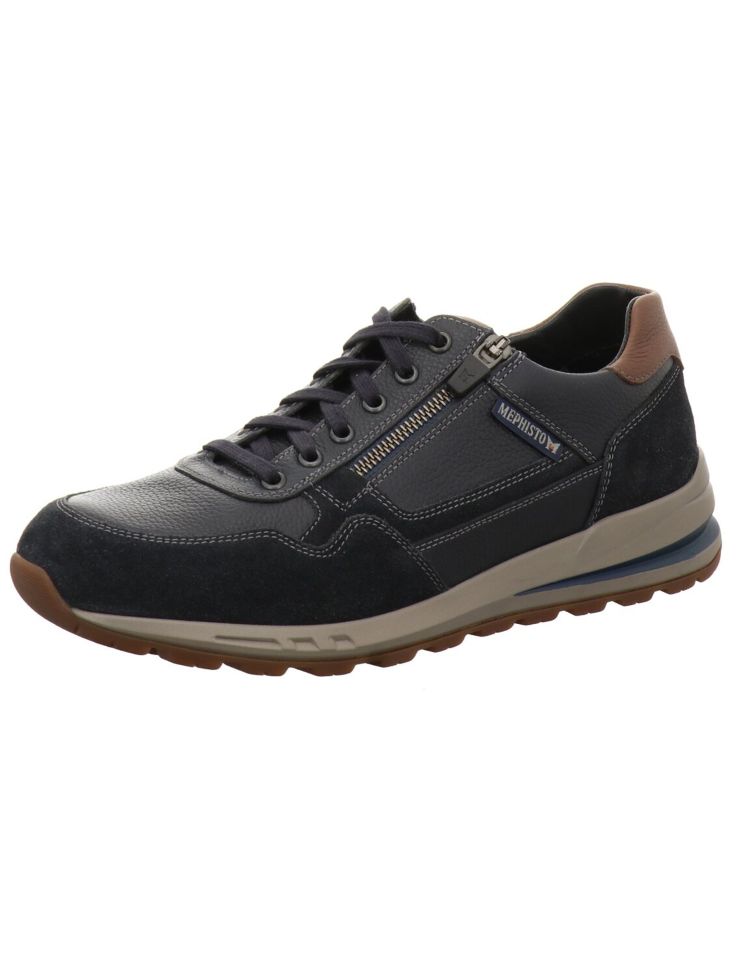 MEPHISTO Athletic Lace-Up Shoes 'Sneaker Low Herren Bradley dunkelblau Echtleder in blau' in Black: front