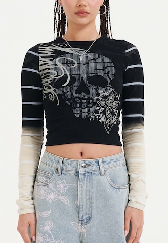 Ed Hardy T-Shirt 'Spectrum Skull' in Schwarz: Vorderseite