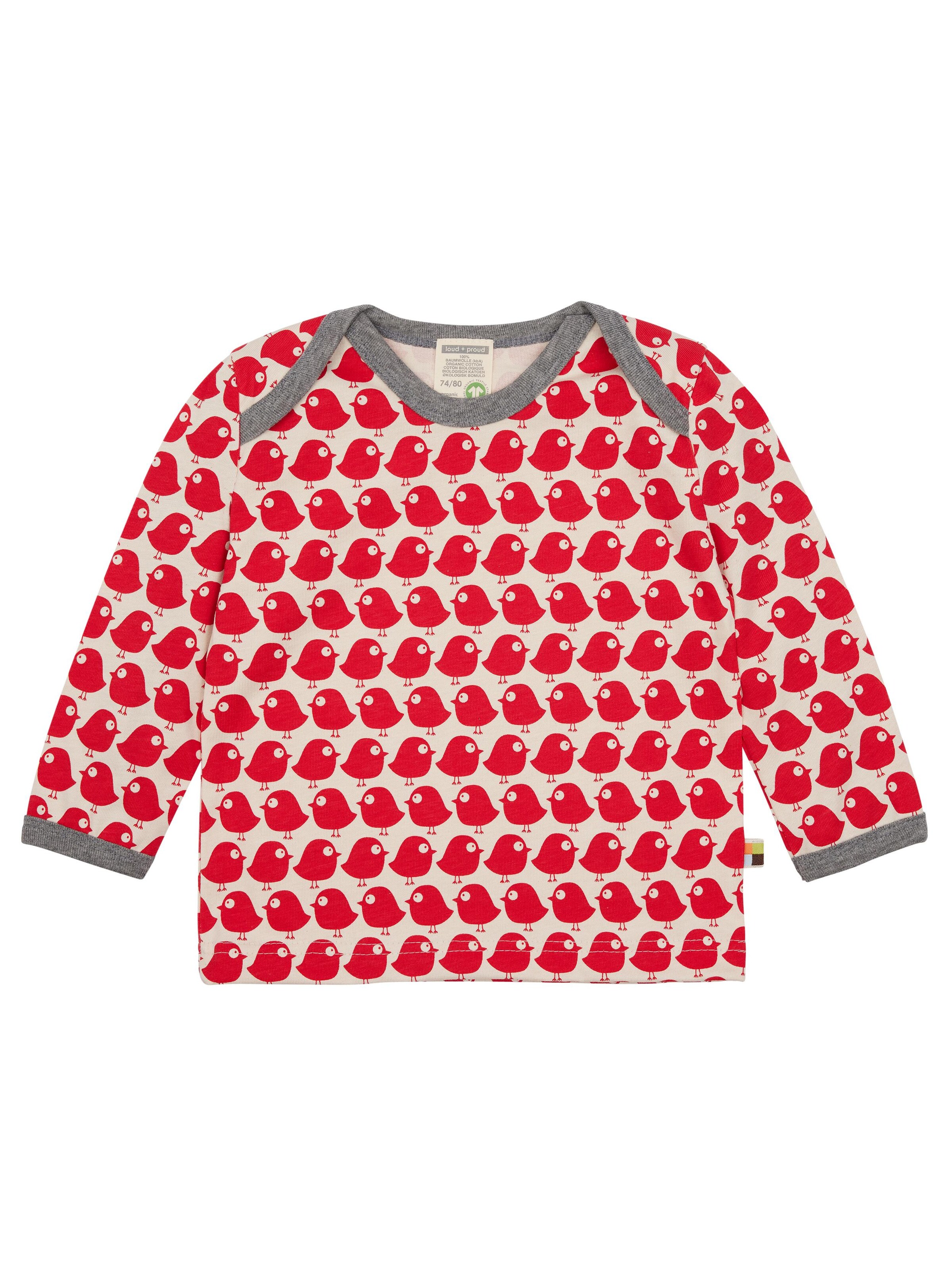 loud + proud Shirt 'Vögel'‌‌‌‌‌‌‌ in Rot: Vorderseite