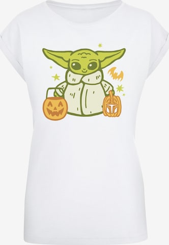 ABSOLUTE CULT Shirt 'Star Wars - Grogu Halloween Trick Or Treat' in White: front