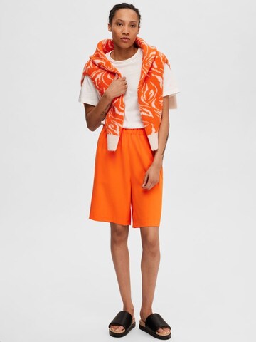 SELECTED FEMME Wide Leg Shorts 'TINNI' in Orange