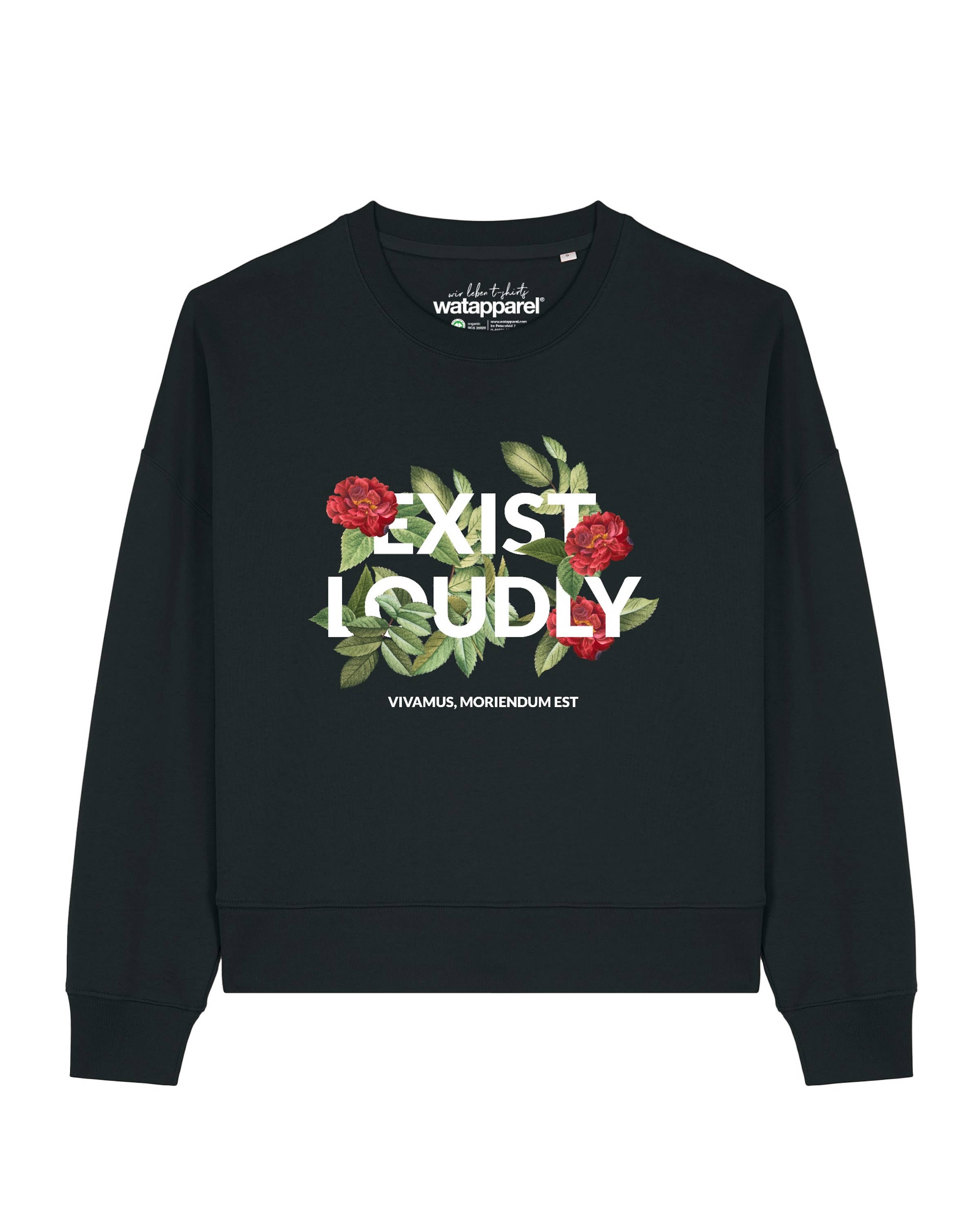 Sweat-shirt 'Exist Loudly ' Watapparel en noir : devant