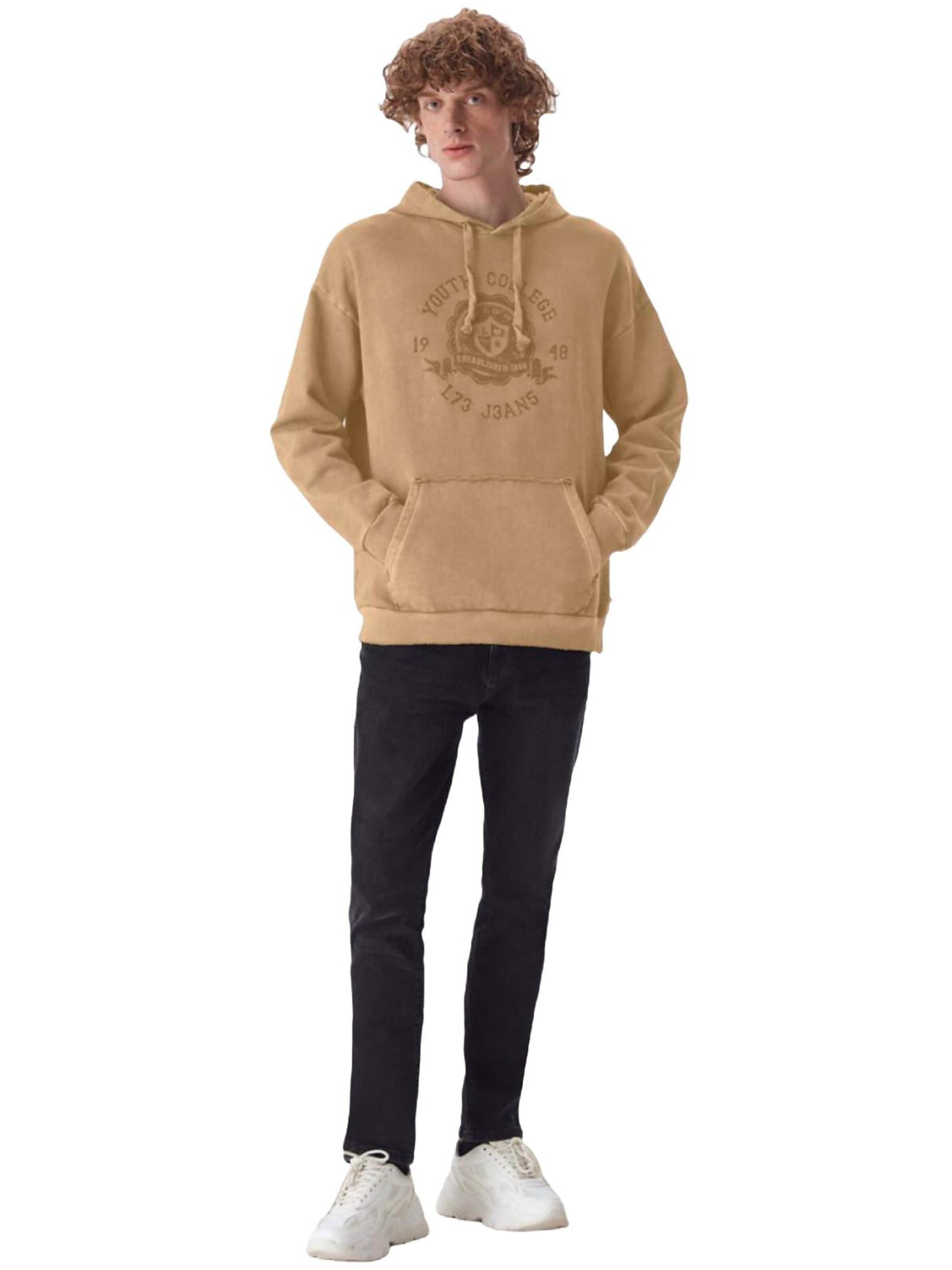 LTB Jeans Sweatshirt 'Printed Sweatshirt' in Beige