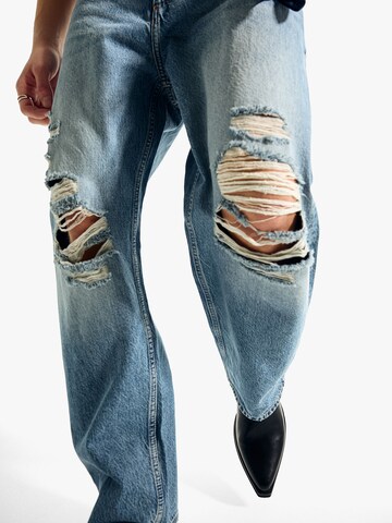 Bershka Baggy Дънки 'VINTAGE' в синьо