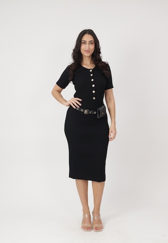 Robes en maille Elara en noir : devant