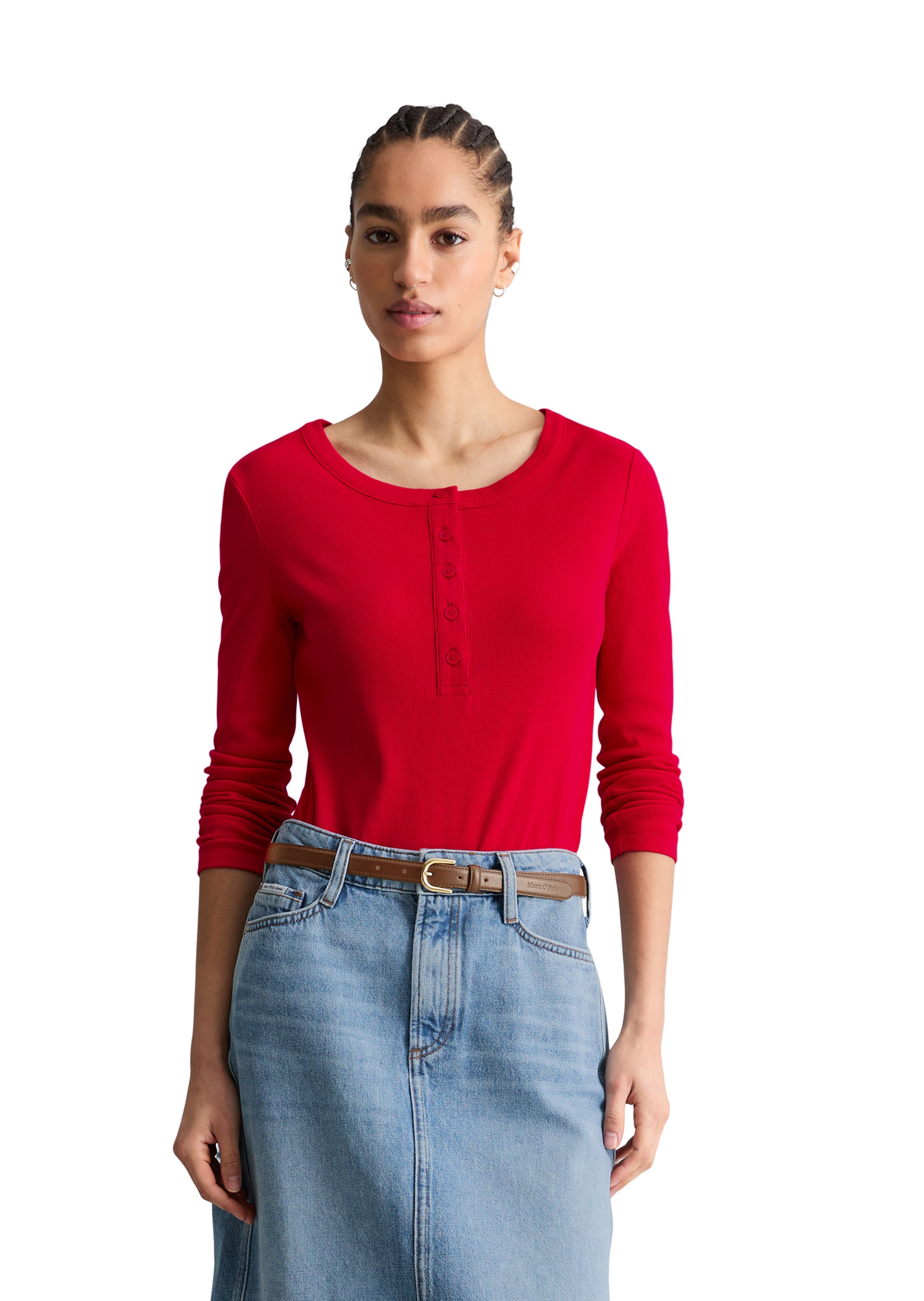 Marc O'Polo DENIM Shirt 'Serafino' in Rot: Vorderseite
