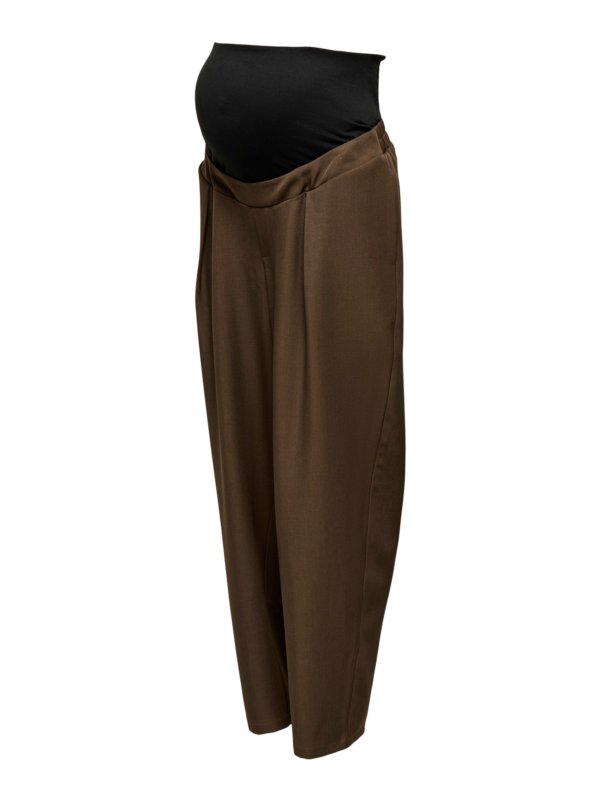 Only Maternity - Barrel Pantalón plisado 'OLMCALLY' en marrón: frente