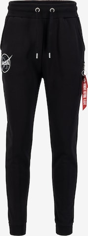 ALPHA INDUSTRIES Tapered Trousers in Black: front