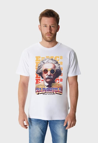 Oldskull T-Shirt 'Wrldvibe Einstein Graphic' in Weiß: Vorderseite