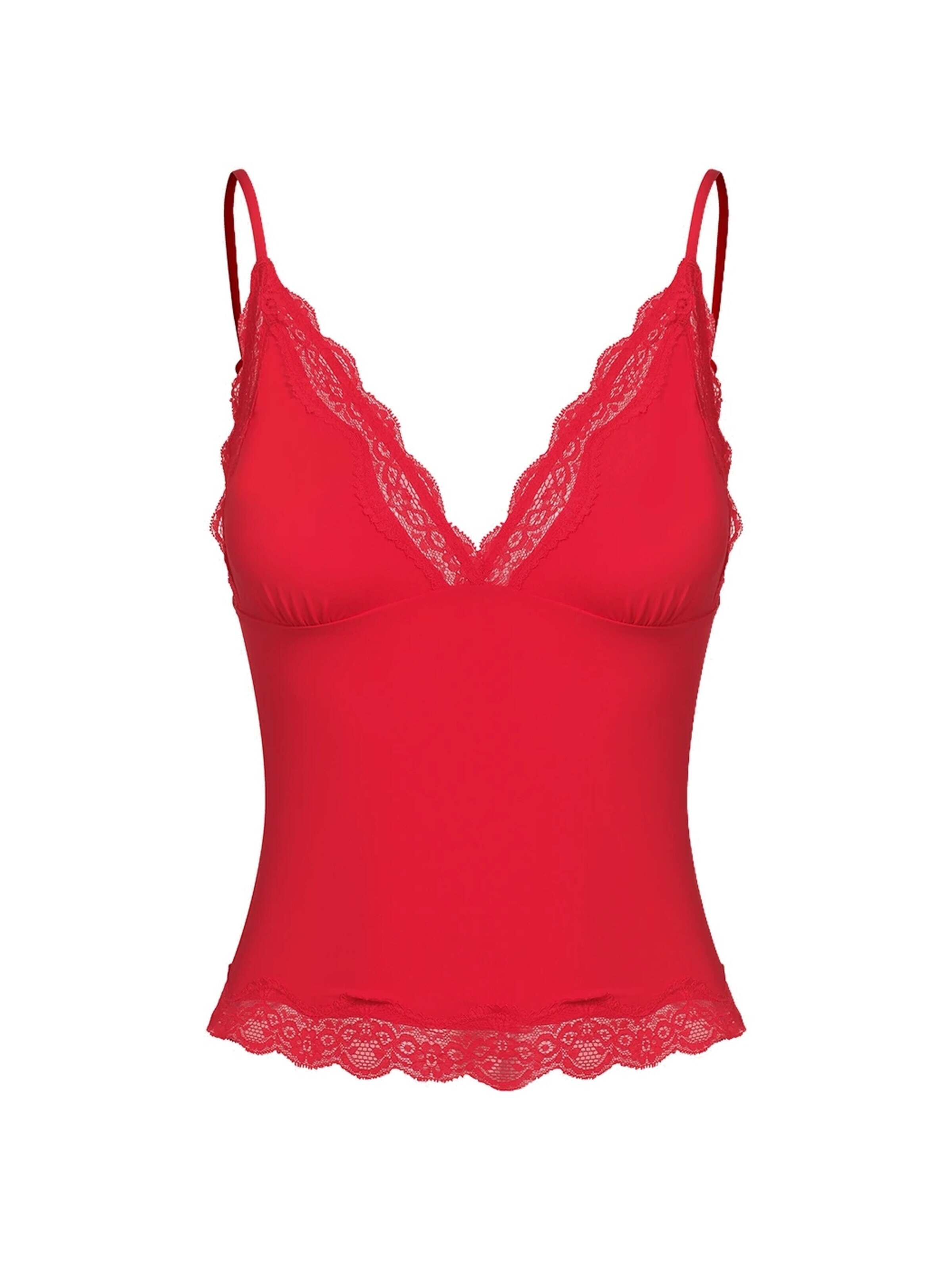cfab Top 'Deep Neck Lace Top' in Rood: voorkant