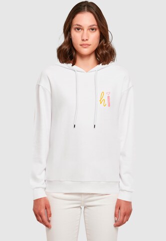 Merchcode Sweatshirt 'Wording - Hi' in Weiß: Vorderseite