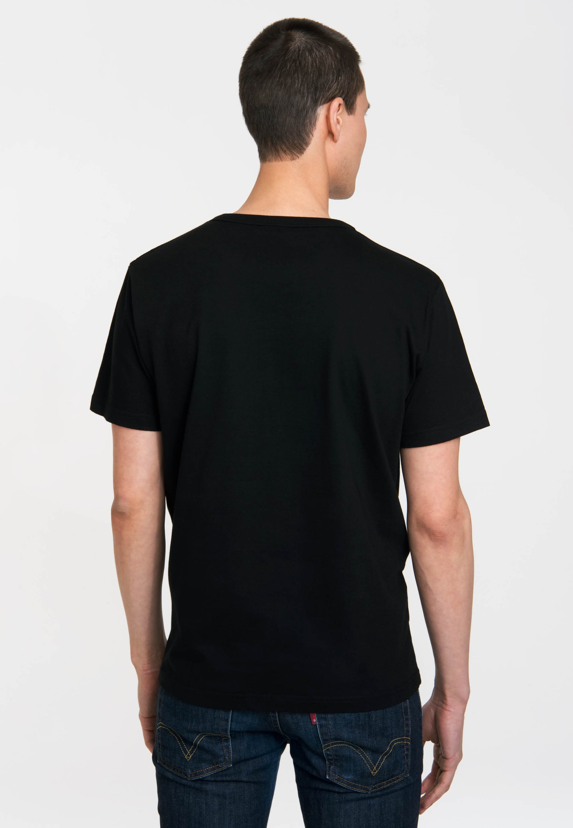 Männer Große Größen LOGOSHIRT T-Shirt in Schwarz - QY72373