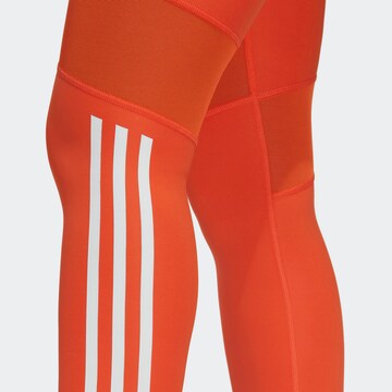 ADIDAS SPORTSWEAR Skinny Športové nohavice 'Hyperglam 3-Stripes' - oranžová