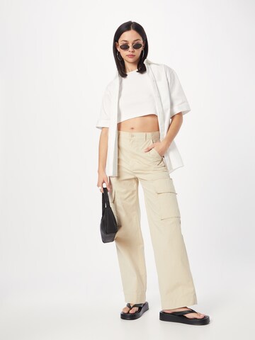 Monki Wide Leg Hose in Beige