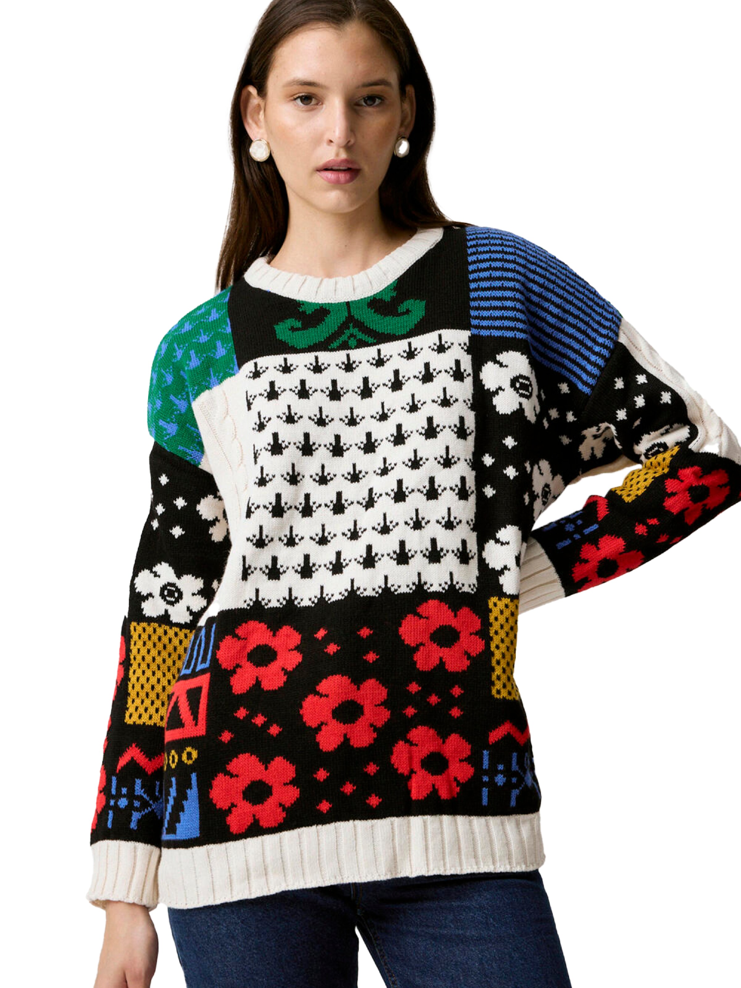 Pull-over Touche Prive en mélange de couleurs : devant