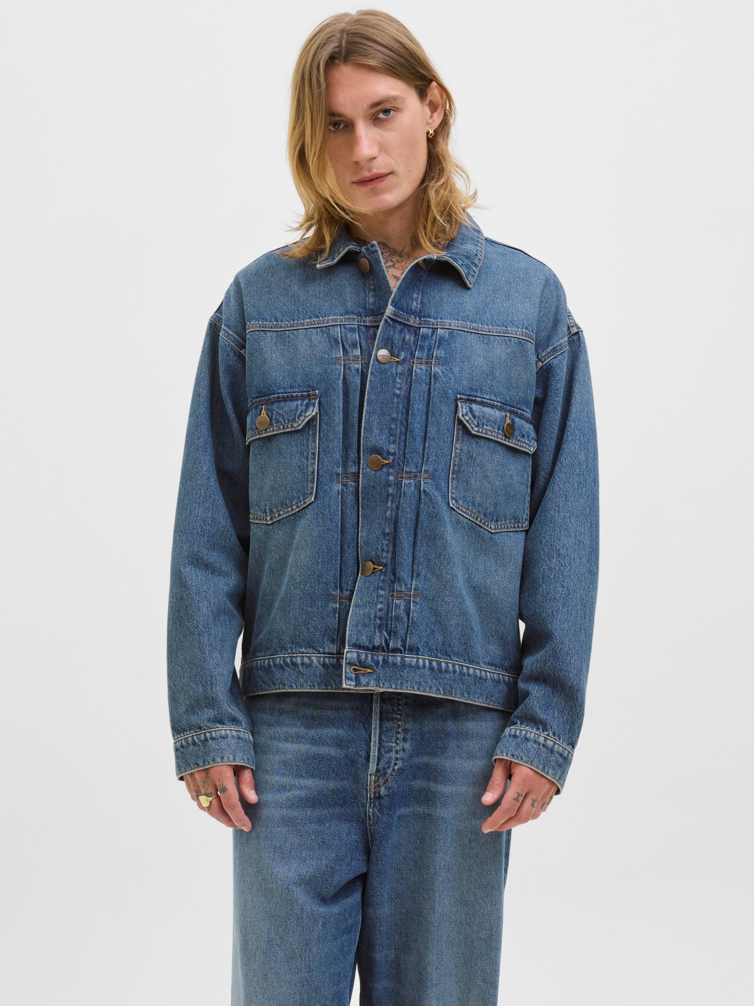 JACK & JONES Between-Season Jacket 'JJIMiles' in Blue Denim