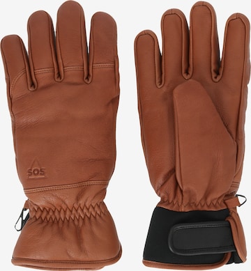 SOS Full Finger Gloves 'Stoneham' in Brown: front