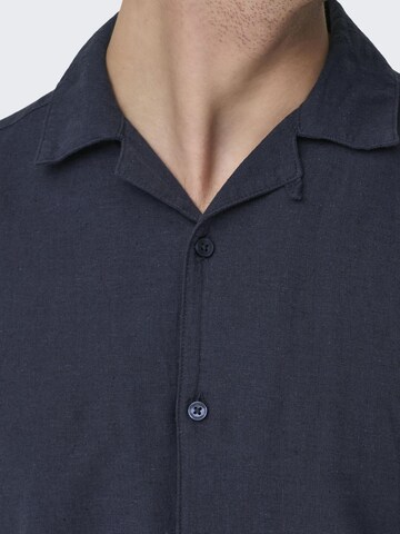 Only & Sons Slim fit Button Up Shirt 'Caiden' in Blue