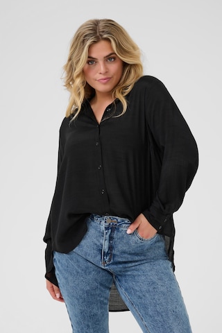 KAFFE CURVE Blouse 'Alia' in Zwart: voorkant