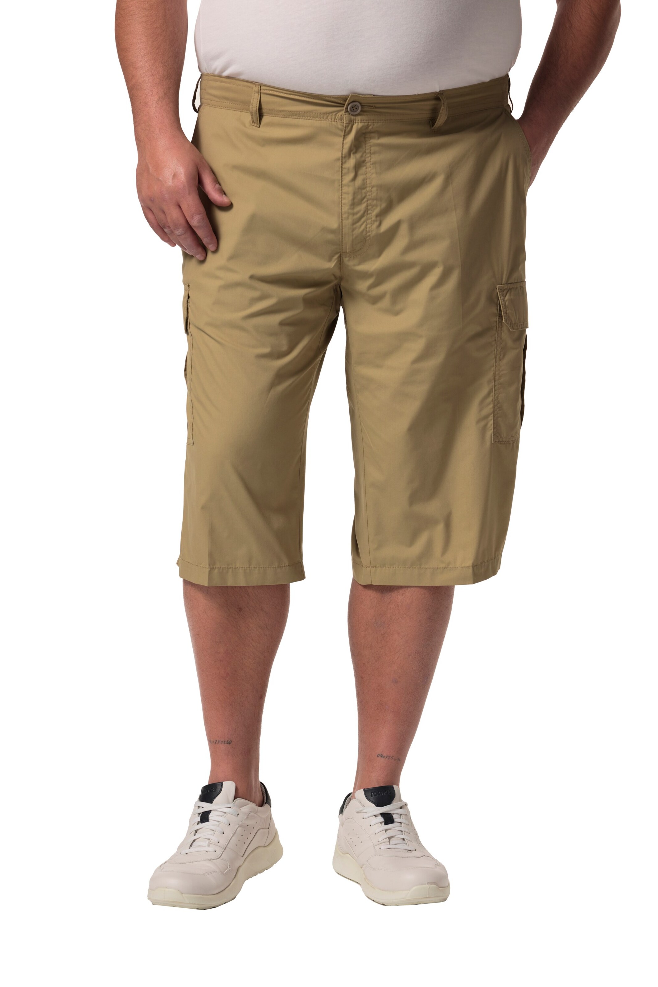 Men Plus Regular Cargobroek in Beige: voorkant