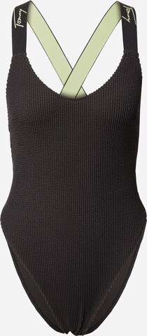 Tommy Jeans Bustier Badeanzug in Schwarz: predná strana