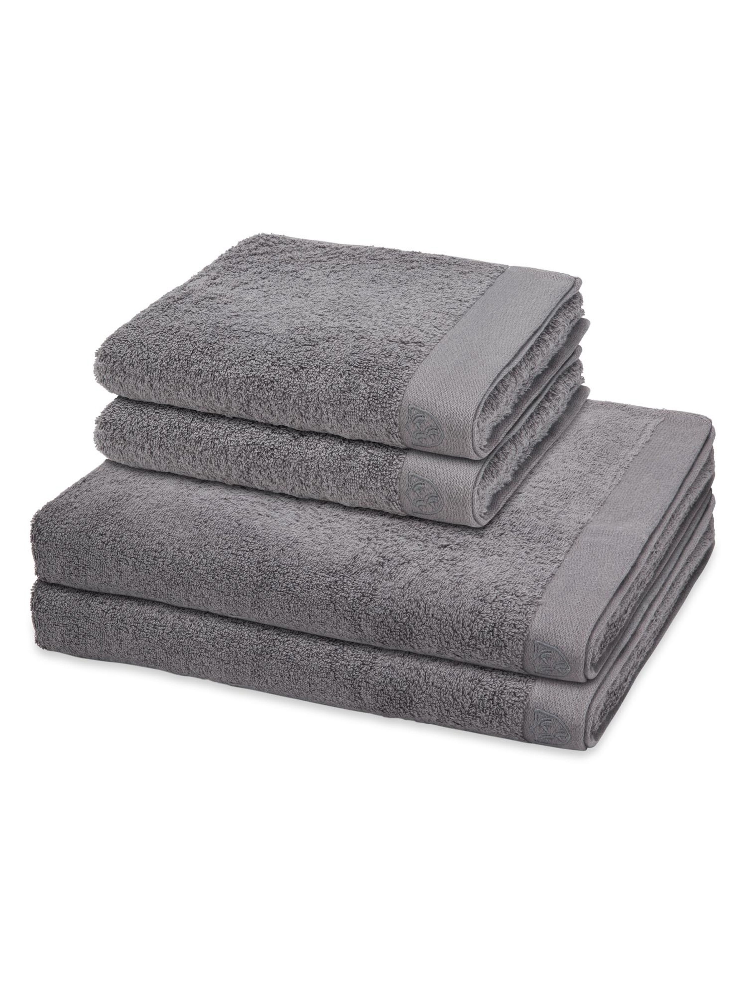 ROSS Handtuch 'Doubleface Stripes'‌‌‌‌ in Grau: Vorderseite
