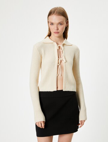Koton Knit Cardigan in Beige: front