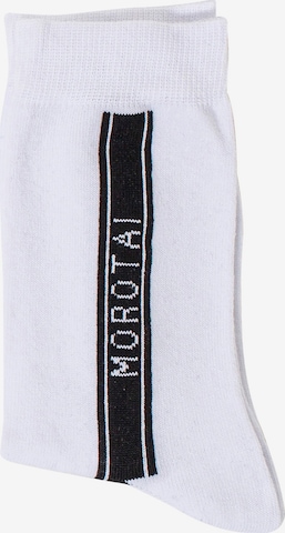 MOROTAI Sportovní ponožky ' Stripe Long Socks ' – bílá: přední strana
