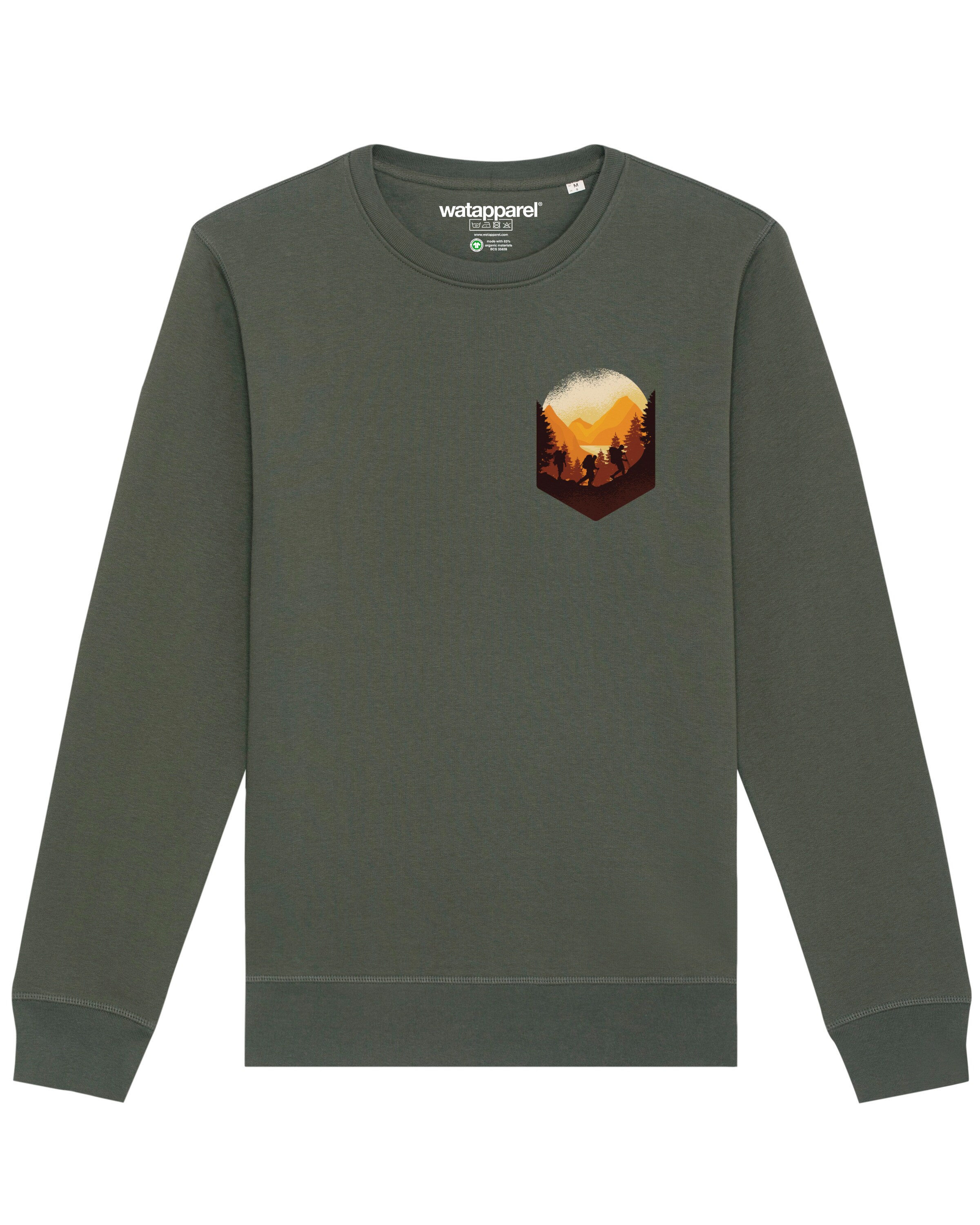 Watapparel Sweatshirt 'Hiking in the mountains' in Green: front