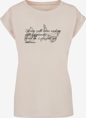 Merchcode Shirt 'Spring Saying' in Beige: predná strana
