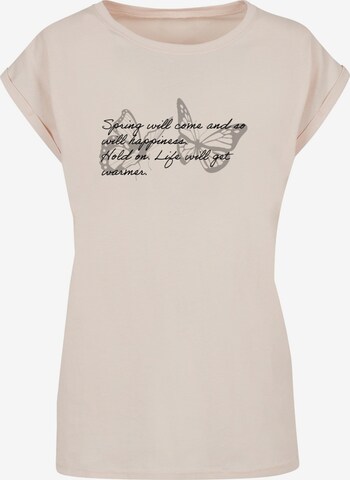 Merchcode Shirt 'Spring Saying' in Beige: Vorderseite