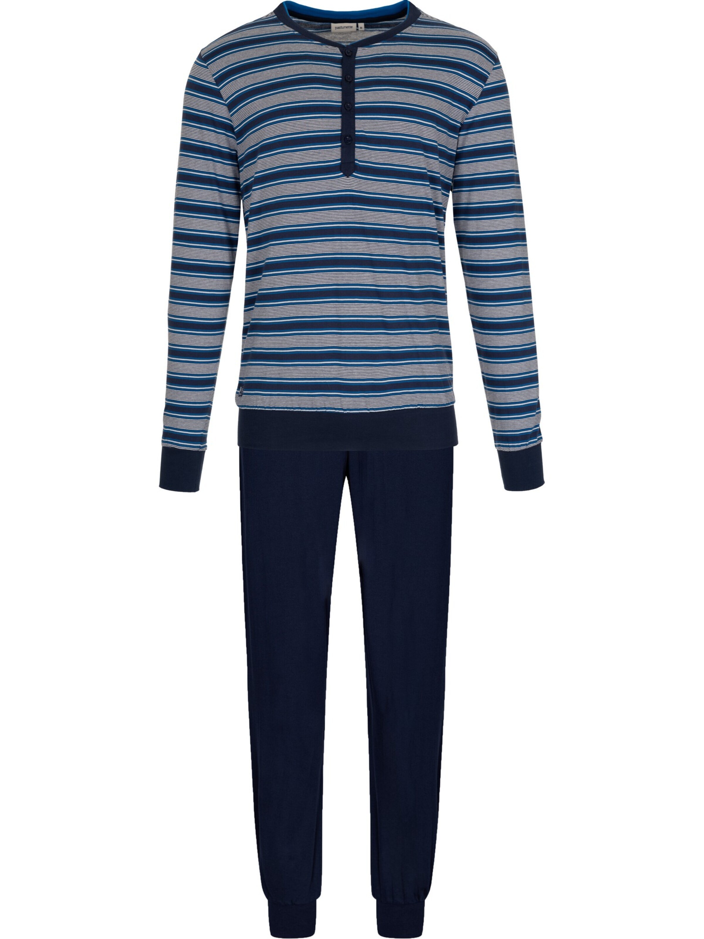 Pastunette Pyjama lang 'Blue Draft' in Blauw