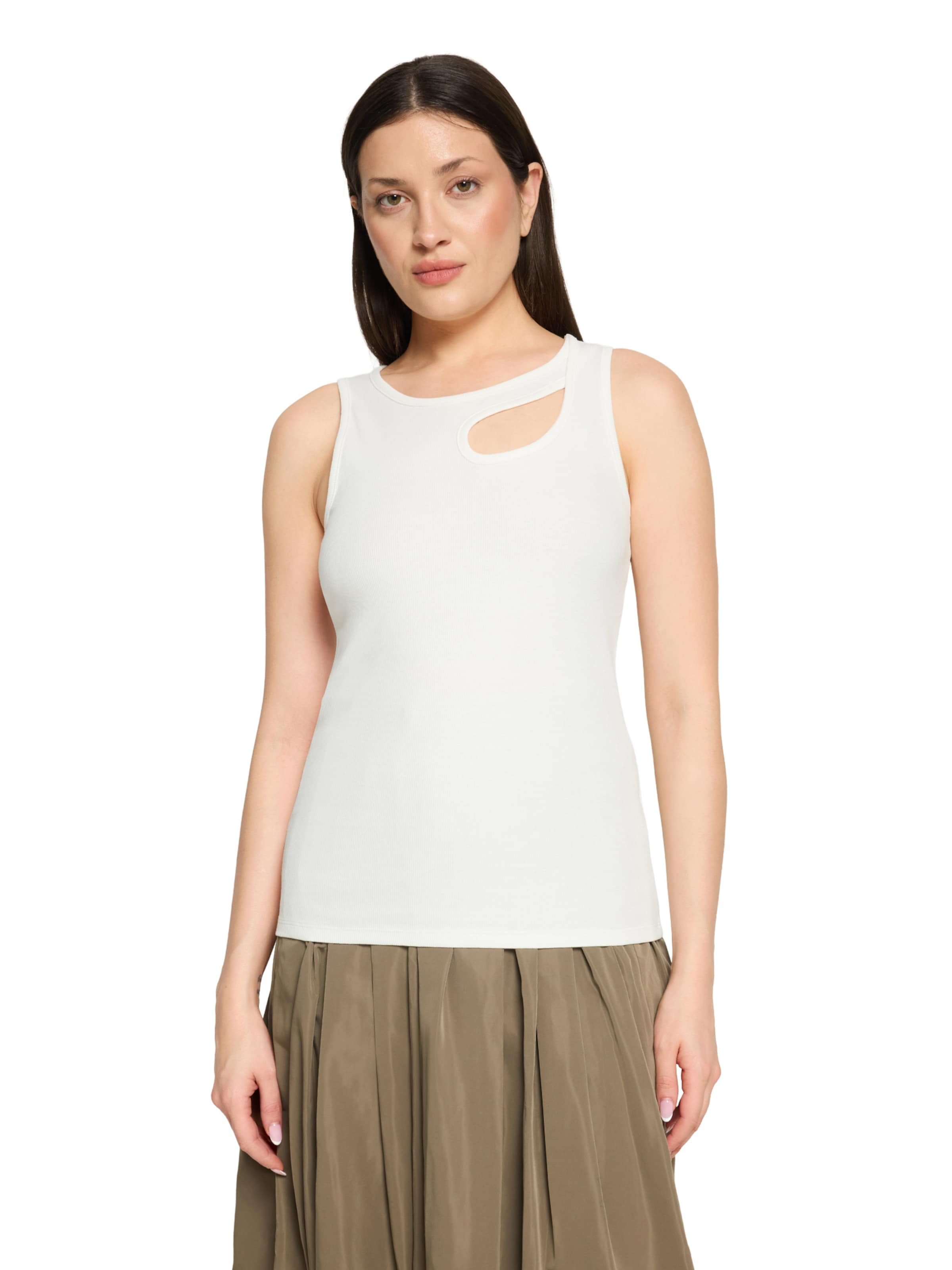 Cartoon Basic-Top mit Rundhalsausschnitt in Weiß: Vorderseite