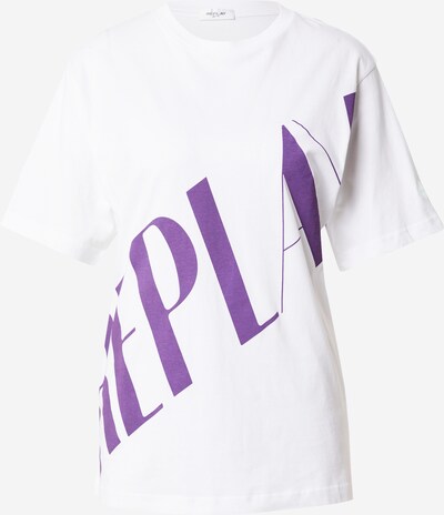 REPLAY Camiseta en lila oscuro / blanco, Vista del producto