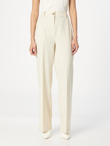 modström Wide leg Pleated Pants 'Anker' in Beige: front