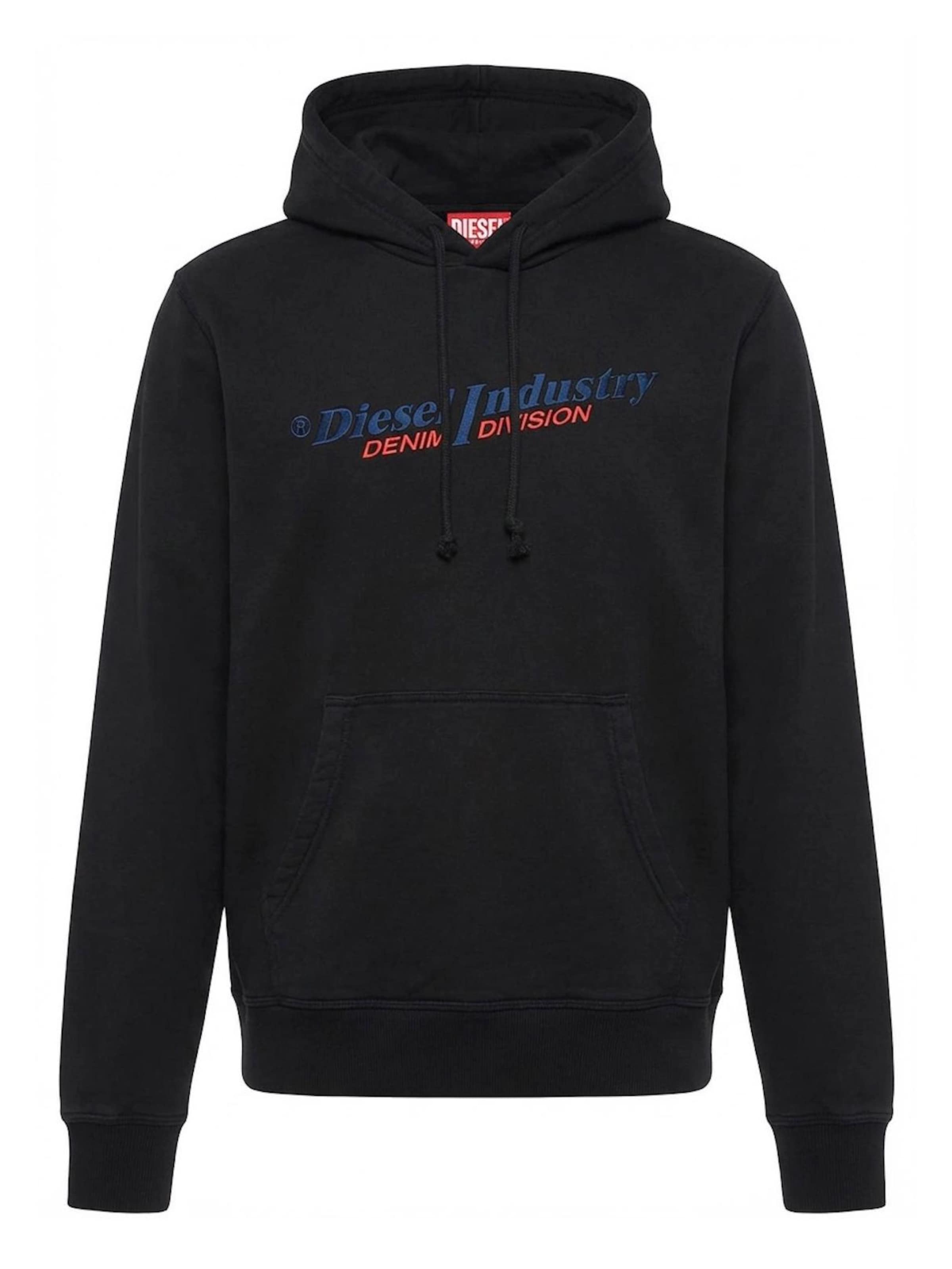 DIESEL Sweatshirt 'S-GINN-HOOD NEW INDUSTRIES'‌‌‌‌‌‌‌ in Schwarz: Vorderseite