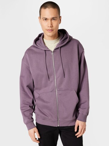 WEEKDAY Zip-Up Hoodie in Purple: front