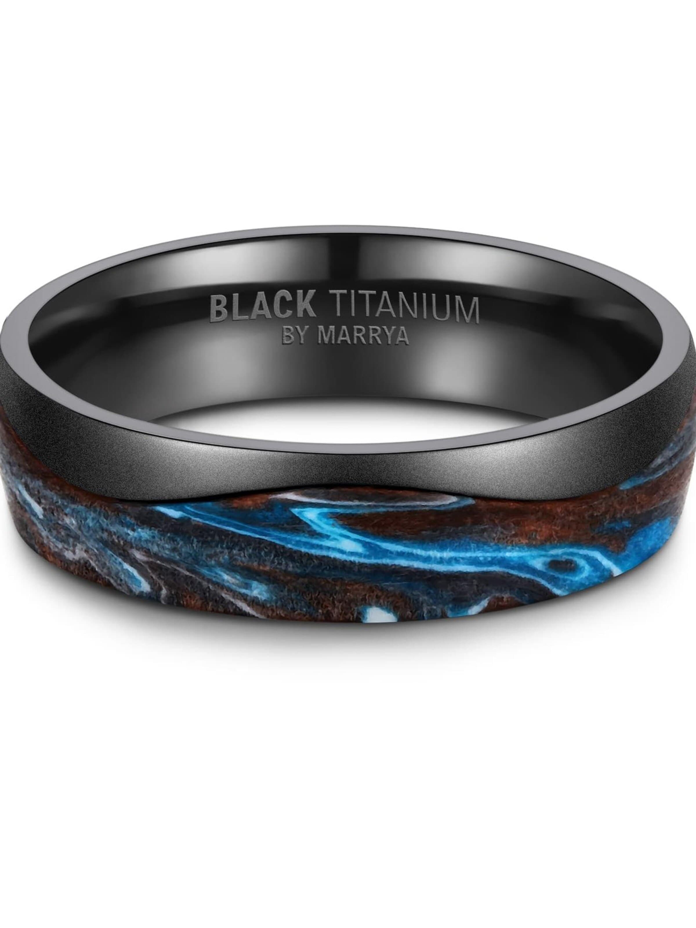 Anello 'MARRYA BT-15 Black Titanium Ocean Blue Edition' di MARRYA in nero